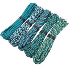 EDGEAM Paracord 4mm 5pcs 236inch Nylon Rope 7 Strands Outdoor Survival Rope Paracord Bracelet Rope for Camping Hiking Travelling Braided Bracelet Keychain Lanyard Dog Collar (Colour A, 5 x 6m/236inch)