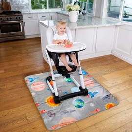 BABYBOET Splat Mat for Baby – Under High Chair Floor Mat Protects Wood, Vinyl and Carpet from Spills – Waterproof Triple Layer Baby Mat with Anti-Skid Backing Deters Bunching and Sliding (51” x 51”)