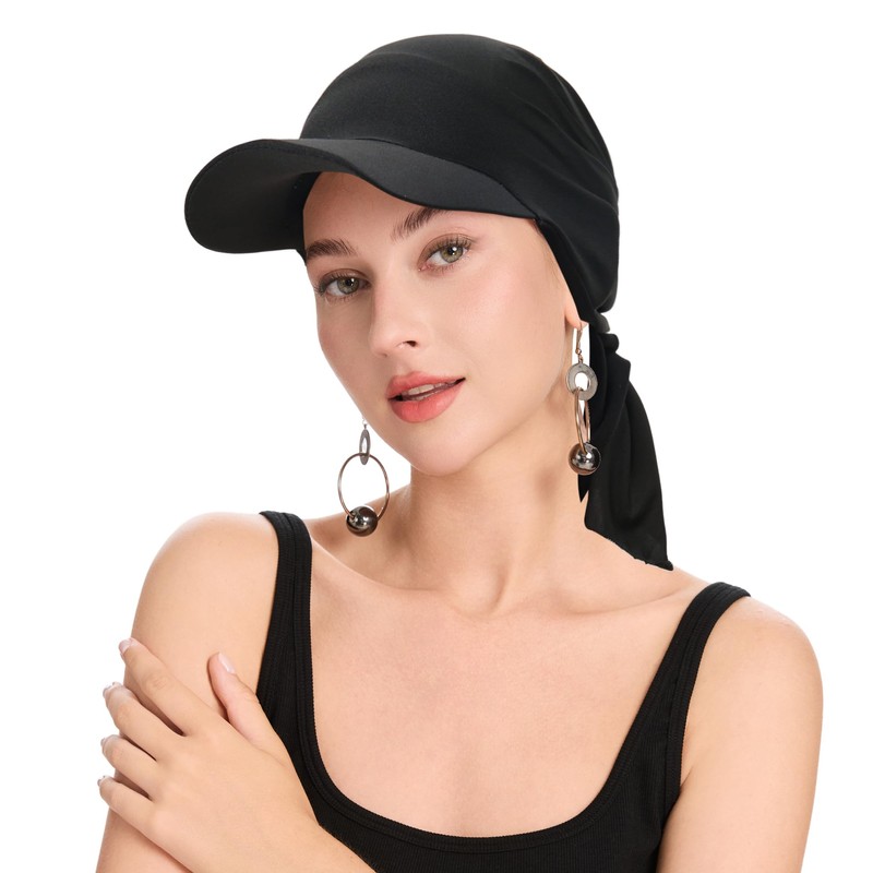 ZLYC Women's Summer Chemo Headwear Brim Visor Hat Beanie Hat,