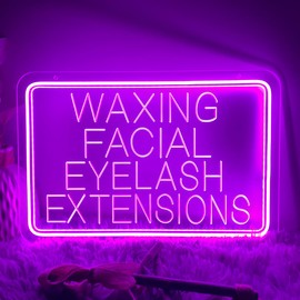 Waxing Facial Eyelash Extensions Neon Sign For Wall Decor 3D Art Carving Design Indoor Bedroom Led Neon Signs Backdrop Flex Christmas Party Wedding Living Room Birthday Gift(Purple,USB,15.7IN)