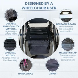 CushPocket Wheelchair Bag X-Large Premium Storage Bag with 2 Pockets,Magnetic Closure,Quality Zipper, and Durable Oxford Fabric for Front or Back Hanging(White)- Buy Two for saddlebag max Storage