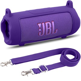 khanka for JBL Flip 7 Waterproof Portable Bluetooth Speaker Silicone Case,Soft Protective Sleeve Cover with Shoulder Strap for JBL Flip 7 Speaker (Purple)