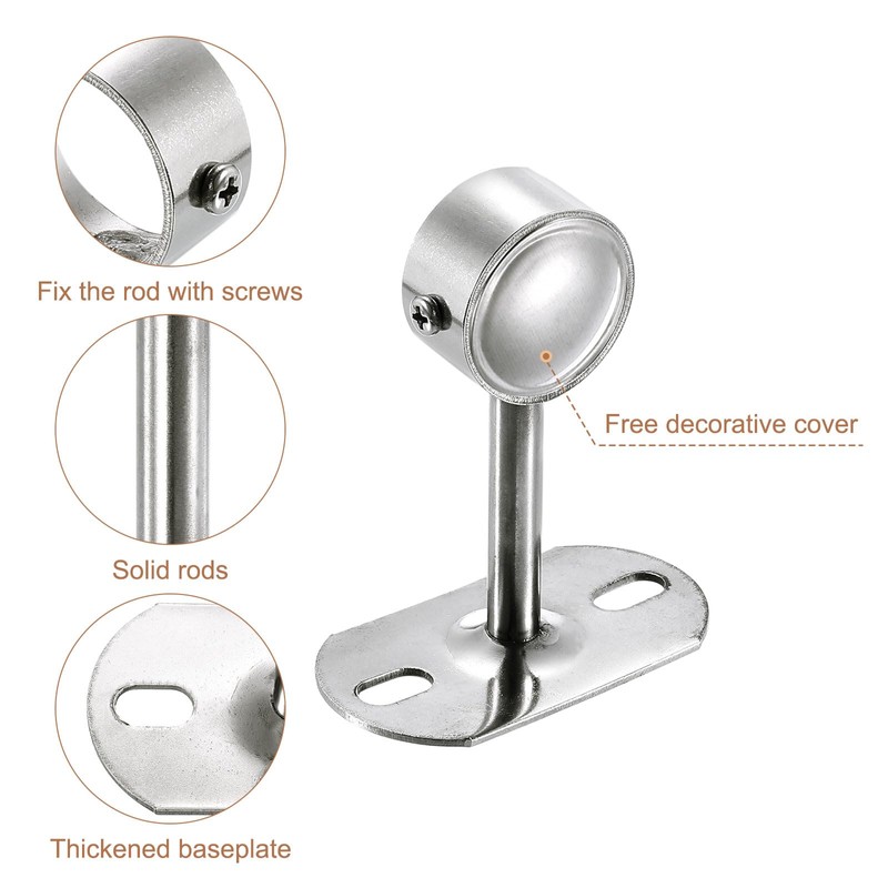 sourcing map 2 Pcs Ceiling Mount Bracket, Wardrobe Pipe Bracket,
