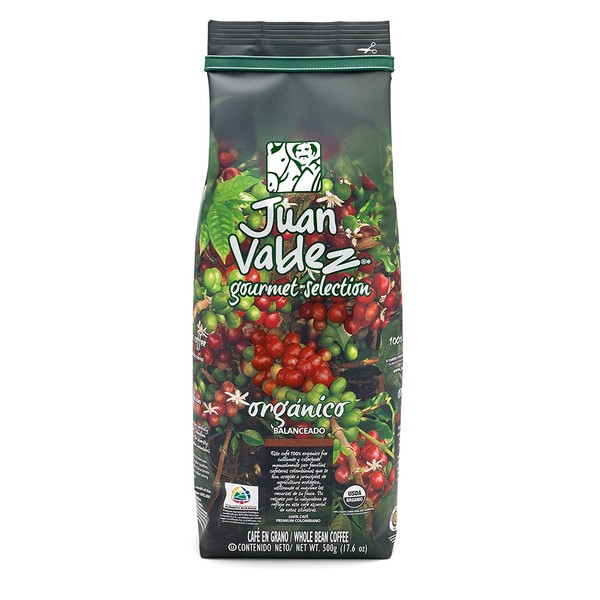 Juan Valdez Coffee Organic Gourmet Medium Roast Whole Bean Colombian Coffee 17.6 oz