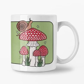 Pilzfreunde Kaffeetasse 330 ml, Cottagecore Mug, entz√ºckende Tasse mit s√º√üen Tieren und Insekten mit Pilzen (Schnecke)