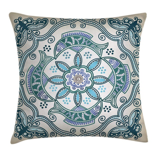 Ambesonne Floral Throw Pillow Cushion Cover, Victorian Butterfly and Curved