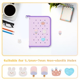 Dajino Dotit Binder Charms, Cute Charms Holey Binder Notebook | Dotit (Rabbits)