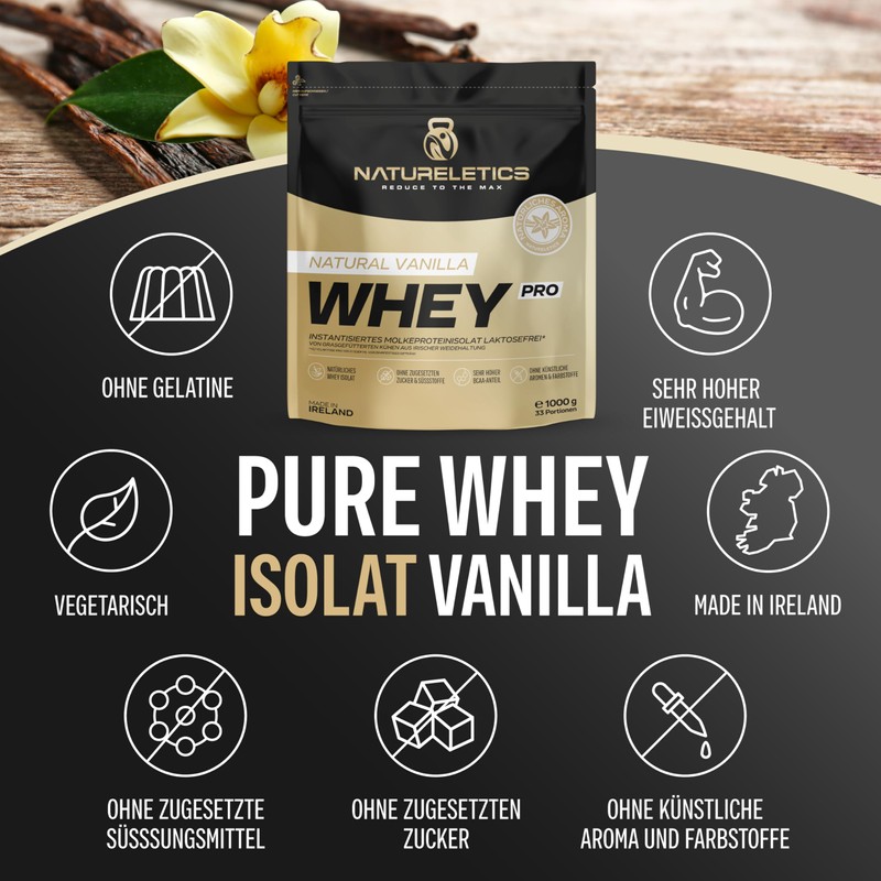 Natureletics Premium Whey Isolate Vanilla Unsweetened, Lactose Free, Low Fat