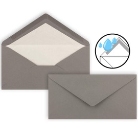 NEUSER PAPIER 50 x DIN long envelopes - dark grey with white silk lining - 11x22 cm - 90 g/m² - ideal for invitations, Christmas cards, greeting cards from The series Colourful