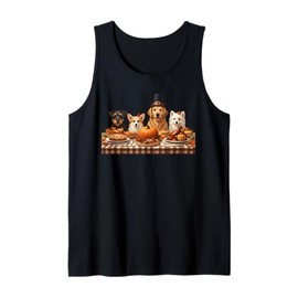 Thanksgiving Dogs Dinner Feast Vintage Autumn Fall Dog Lover Tank Top