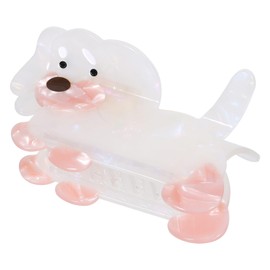 Dog Hair Claw Clip 3.35 Inch Strong Hold Acetate Hair Jaw Clip Cute Animal Hair Accessories for Women Girls Thin Thick Hair, White&Pink