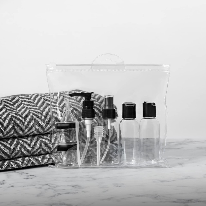 Netagon 9 Piece Travel Bottle Set Leak Proof Clear Toiletries