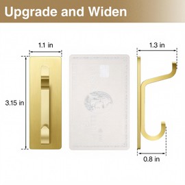 Josmimic Self Adhesive Wall Hooks for Hanging: Extra Strong 13 LB, Hook for Coat, Towel in Bathrooms, Shower, Kitchen, Wall, Door Hook, Brushed Gold 4 Pack