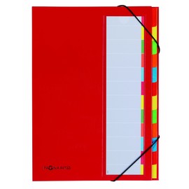 Pagna 44133-01 Desk Organiser, 12 Coloured Divider Tabs, Elastic Band in Corners, Flexible Back Cover, Coloured Section List