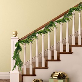 VDKIDKT Christmas Norfolk Pine Garland, 18 Ft/5.5m Real Touch Pine Garland, Lifelike Foliage Christmas Greenery Garland for Home Decor Fireplace (18FT, 1PC)