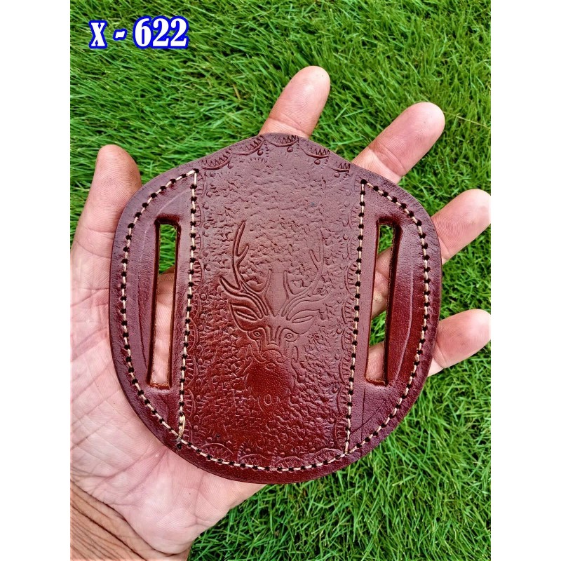 Leather Sheath Custom Genuine Folding Blade Pocket Knife Pancake Leather