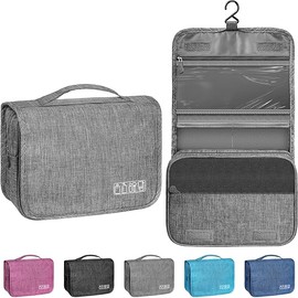 Toiletry Bag Travel Bag with Hanging Hook, Waterproof Capacity Hanging Multifunctional Makeup Bag for Toiletries, Portable Cosmetic Bag Travel Organizer for Women and Men(Grey)