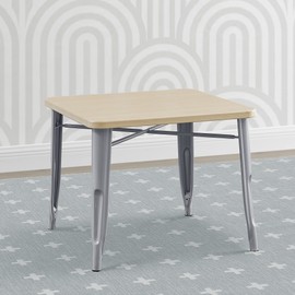 Delta Children Bistro Kids Play Table - Ideal for Arts & Crafts, Snack Time, Homeschooling, Homework & More, Grey Metal/Natural Birch