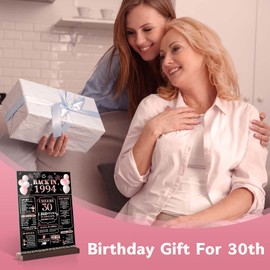 VivaJoy 30th Birthday Gifts for Women Acrylic with Wooden Base, 30th Birthday Commemorative Gift, 30th Birthday Gift Ideas for Women, 30th Birthday Gifts for Happy Anniversary