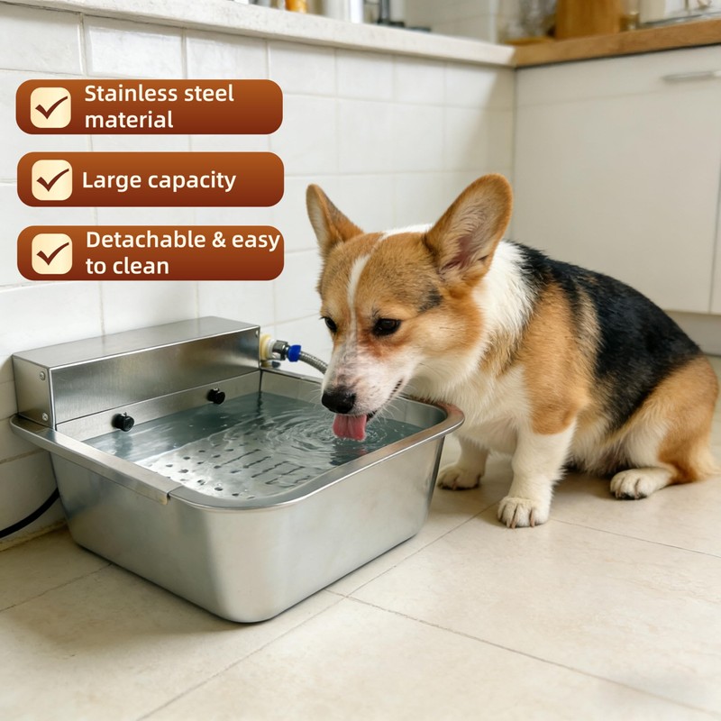 CQFJLM Metal Automatic Dog Water Dispenser Can Separate Large Debris