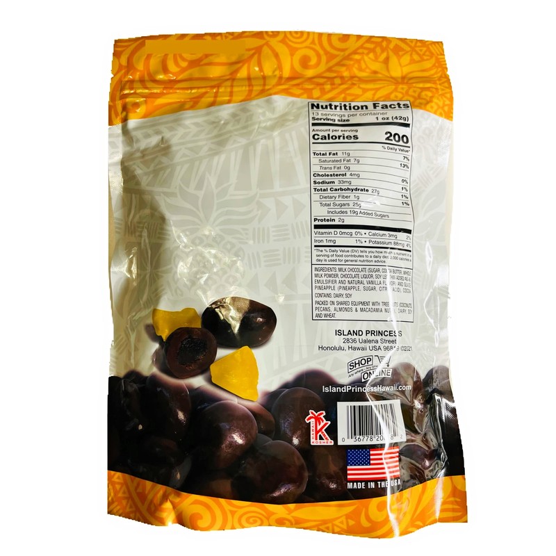 Island Princess Premium Chocolate Covered Pineapple 1.25 Pound