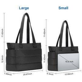 charlore Tote Bag for Women with Zipper, Soft Lightweight Puffy Tote Bag with Compartments, Quilted Shoulder Bag Handbag for Travel, Work, Sport