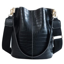 Women Hobo Shoulder Bag, Crocodile Pattern Handbags Large Capacity Crossbody Bag, Black