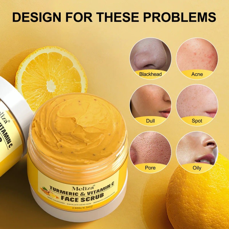 130g Turmeric Vc Facial Scrub,exfoliating Clears Blackheads