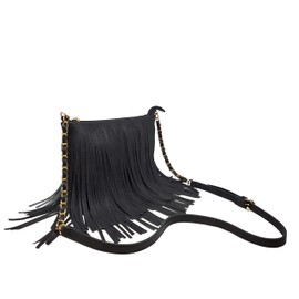 Solene Fringe Crossbody Shoulder Bag with Strap, Tassel Messenger bag, Country Style Western Fringe Purse for Women - E031(Black)