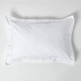 HOMESCAPES Oxford Standard and King Size Pillowcase 100% Egyptian Cotton 200 Thread Count Percale Anti Allergic (Standard (48 x 74 cm), White)