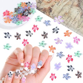 50 Pcs Flower Nail Charms and Gems Flower Nails Charms 3D Flowers for Rhinestones Hibiscus Floral Nails Mixed Colorful Flowers Art Charm Spring Summer Nail Accessories