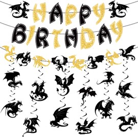 Dragon Birthday Decorations Dragon Birthday Banner Swirls Dragon Party Supplies