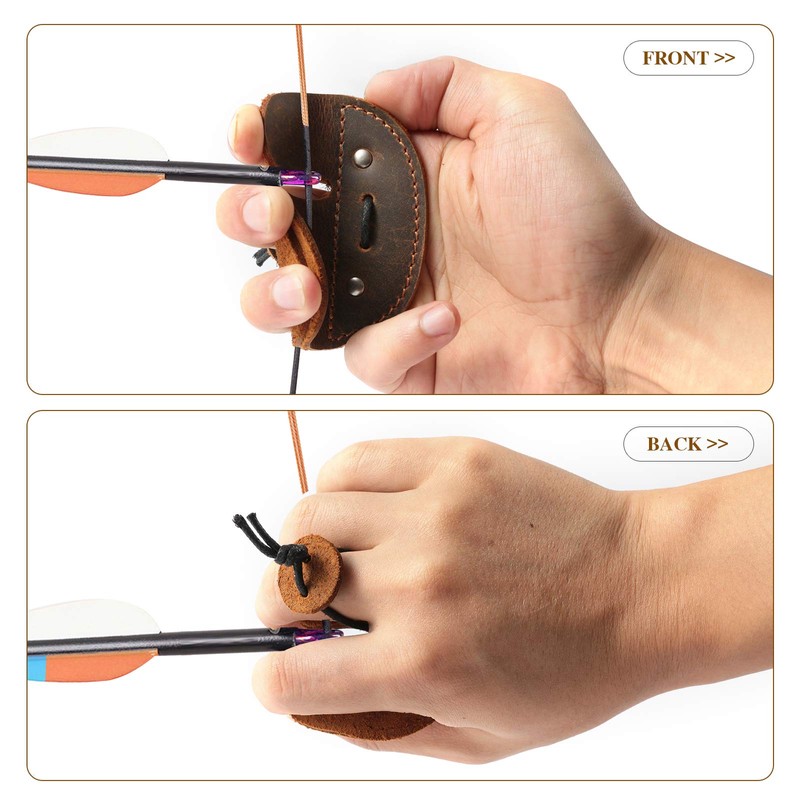 Ringsun Leather Archery Finger Tabs,Handmade Archery Finger Guard for Shooting