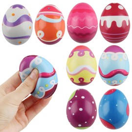 dellyy Easter Eggs Stress Ball, Pack of 8 Colourful Super Soft Squeeze Easter Eggs, Stress Ball Easter Egg, Stress Ball Eggs Easter Party Bag Children, Slow Rising Stress Ball, Easter Basket Filler,