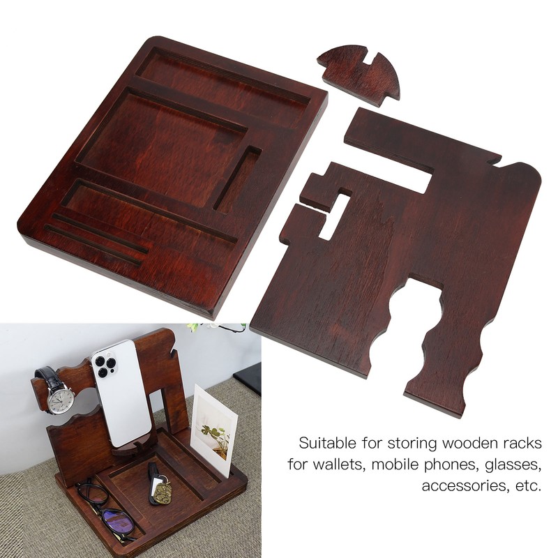 Wood Phone Docking Station Clear Texture Docking Station Organizer with
