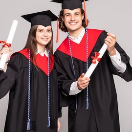 Graduation Honor Cord 68" Grad Braided Honor Cords with Tassel Honor Rope Grad Cords for Graduation Students Bachelor Master Doctoral Gown Grad Decor (Royal Blue and White)