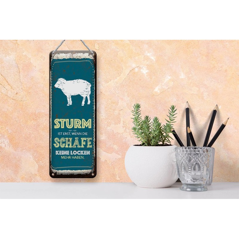 Femer Tin Sign with German Text "Sturm wenn Schafe keine