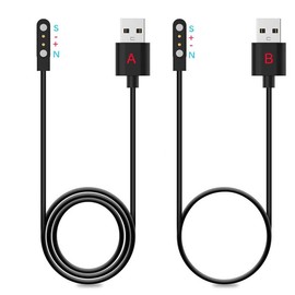Smart 2 Pin Watch Charger Compatible with Da Fit/Gloryfit Smart Watch (Charging spacing 4mm), 2-Pack [Model A + Model B, One fit] Magnetic USB Charging Cable for IP68/IP67, ROHS/CE Smartwatch