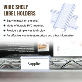 Lenink 30Pcs Wire Shelf Label Holders,Plastic Wire Rack Label Holder,Compatible with Metro 1-1/4in Shelves,Label Area 3in Lx1.25in H (Label Paper Insert Included)