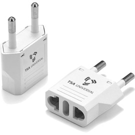 United States to Europe Type-C (Europlug) Compact Travel Power Adapter to Connect North American Electrical Plugs to European Style Round Holed Outlets (White, 2-Pack)