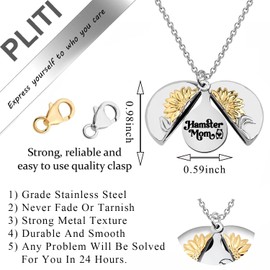 PLITI Hamster Mom Gift Hamster Lover Gifts Hamster Owner Sunflower Locket Necklace Funny Animal Gifts For Hamster Lovers Cute Hamster Necklace (Hamster Mom nec)