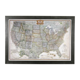 Push Pin Travel Maps - Executive US - Rustic Black Framed Pin Map for Tracking Your Travels - 27.5" x 39.5" - 8 Handcrafted Frame Options - Made in USA - Ideal for Any Traveler
