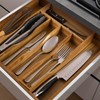 oridom Expandable Acacia Kitchen Drawer Organizer for Cutlery and Utensils,