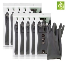 Myungjin Modern Gray Rubber Gloves Set of 10 (Small, Medium, Large), 02. My Color Rubber Gloves Gray, 10 Pieces / 명진  모던 그레이 고무장갑 10개세트 (소,중,대), 02.마이컬러 고무장갑 그레이 중 10개