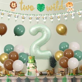 Kreatwow Two Wild Birthday Party Decorations Two Wild Banner Jungle Safari Triangle Banner Safari 2nd Birthday Decorations Safari Animal Bunting Banner Safari Animal Theme Zoo 2nd Birthday Party