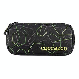 coocazoo PencilDenzel Pencil Case, Triangle Compartment, Timetable Compartment, Removable Pen Holder, Additional Zip Pocket, Laserbeam Black - Black, Trendy
