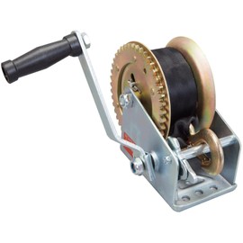 Torin ATRT1161SB-1 Heavy Duty Manual Hand Crank Winch with 32.8ft Nylon Strap for Boats, Trailers, Trucks, ATVs, 1600lbs Capacity, Silver