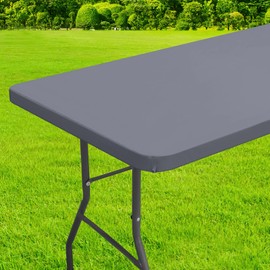 homing Rectangle Table Cloth Cover, Waterproof Polyester Elastic Fitted Tablecloth, Fits for 6 Foot Folding Tables, Washable Table Protector for Picnic, Camping, Outdoor (Grey, 30" x 72")