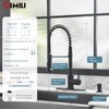 GIMILI Matte Black Kitchen Faucet with Soap Dispenser, Commercial Single