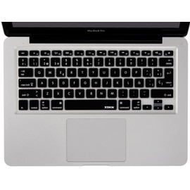 XSKN Spanish Language Silicone Keyboard Skin Cover for MacBook Air 13 & MacBook Pro 13 15 17 inch (US& European ISO Keyboard) (Black)